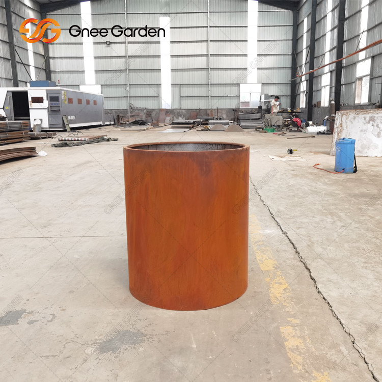 Garden Suppliers Metal Flower Pots Round Corten Steel Plant Pots Flower Planter