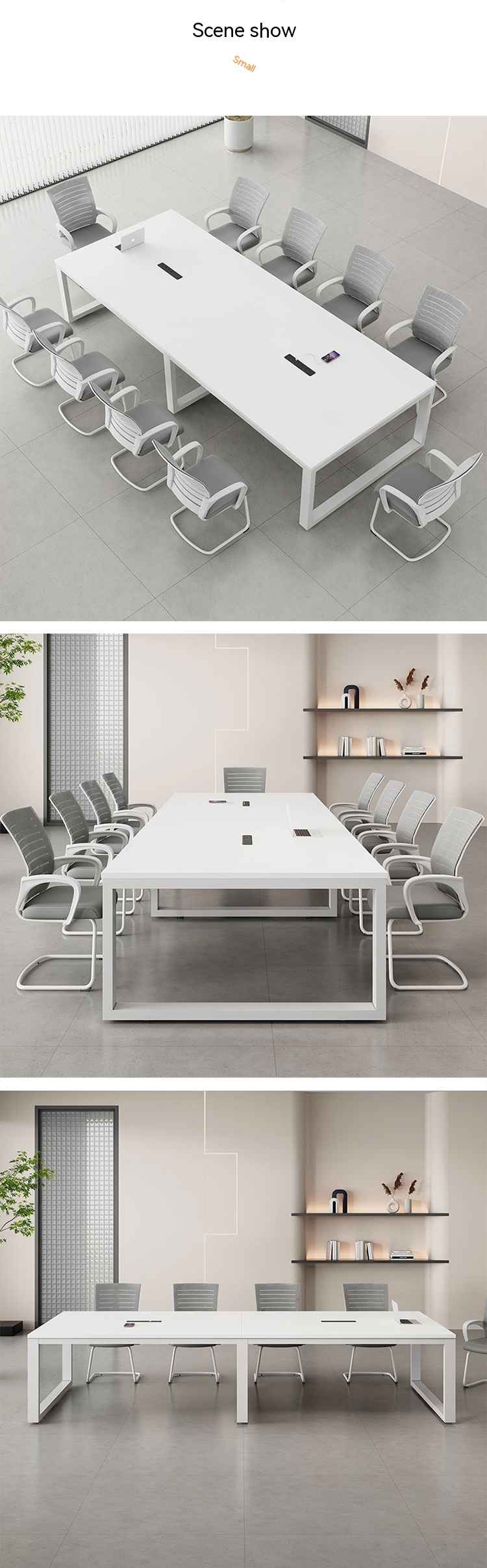 Customizable White Conference Table Simple Long Table for Multi Negotiation in Office