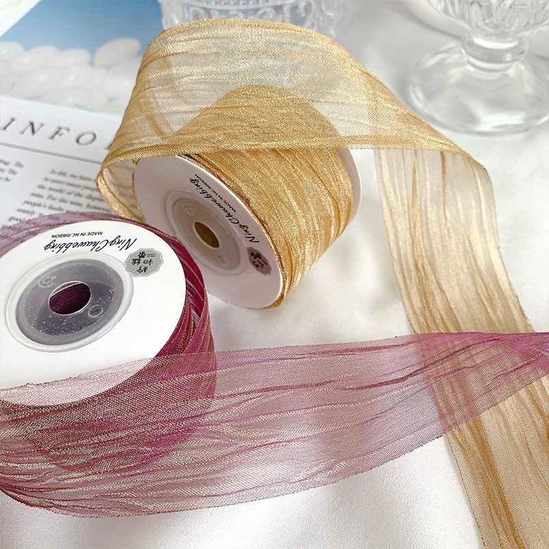Polyester 38mm Organza Ribbon Eco Friendly Pale Pink Organza Ribbon