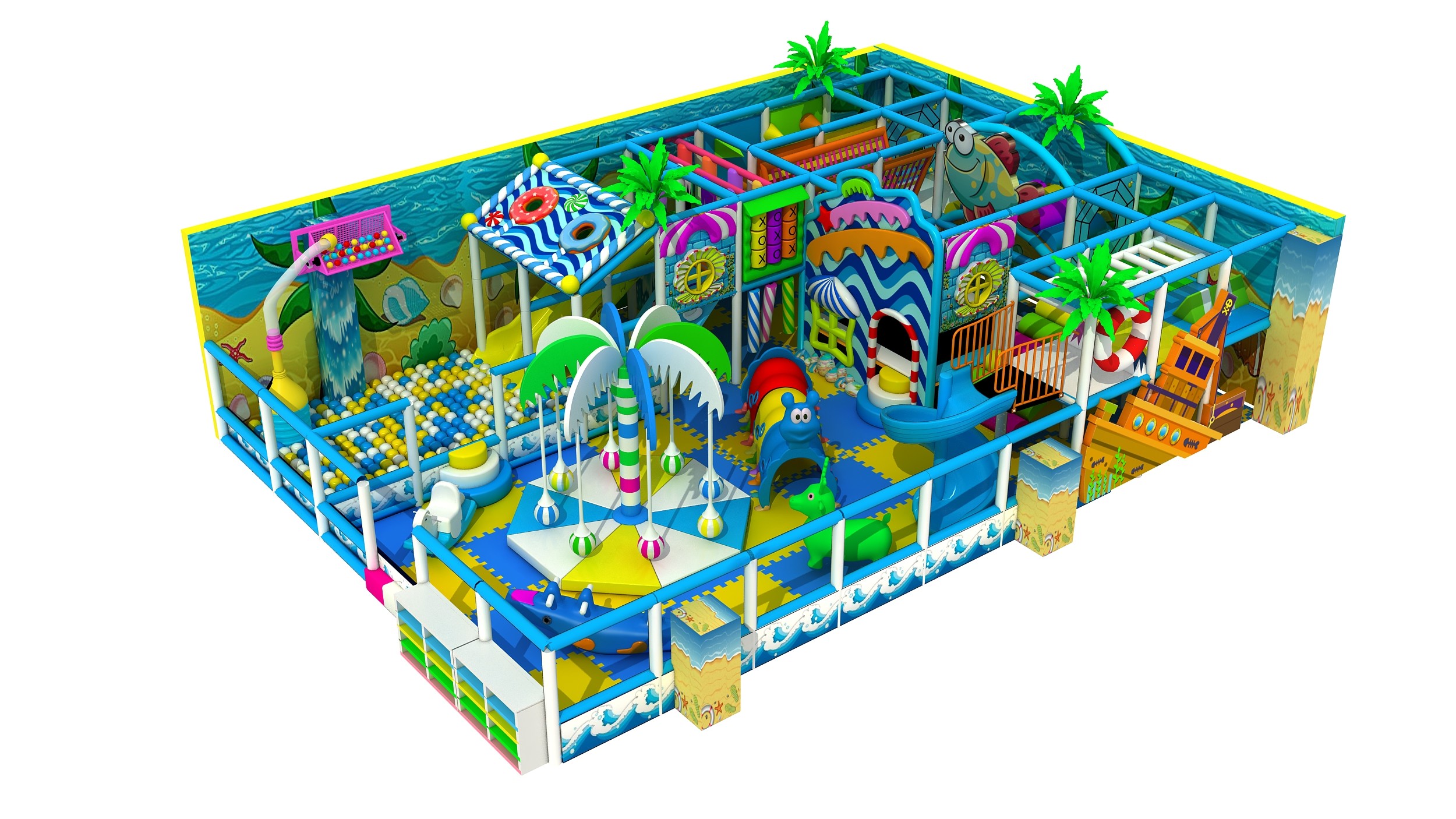 Ocean Themed Soft Indoor Playground OPM CAD instruction With Ball Pool