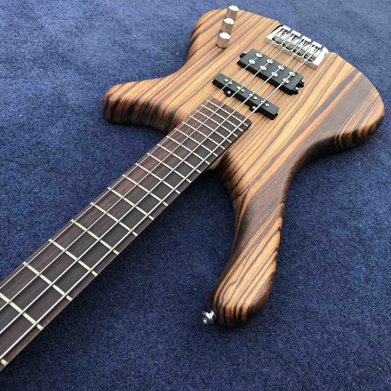 2020 New 4 Strings Buzzard Natural Color Top Neck Through Bass Guitar