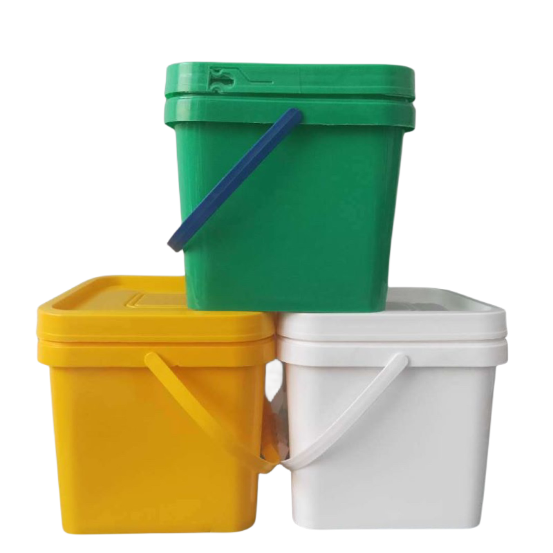 Multi-purpose Red Square Plastic Pail Bucket with Handle Certified and GAP/ISO/FDA