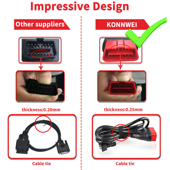 Portable Konnwei Kw808 Obd2 Diagnostic Scan Tool 2.8 Inches 5 Languages