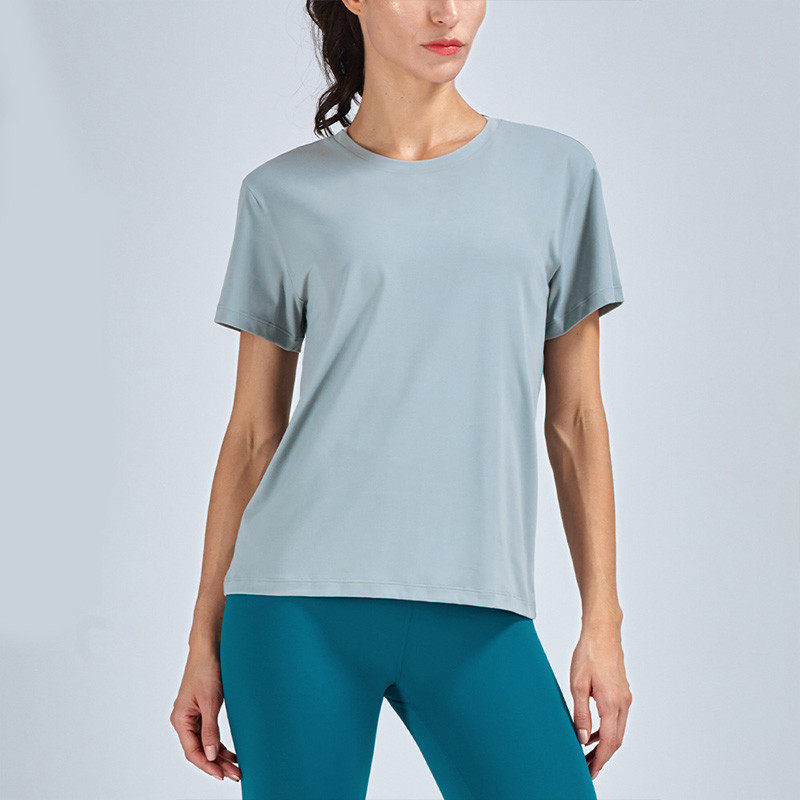 Nude Feeling Women'S Short Sleeve Yoga Tops Mesh Stitching Womens Running T Shirt
