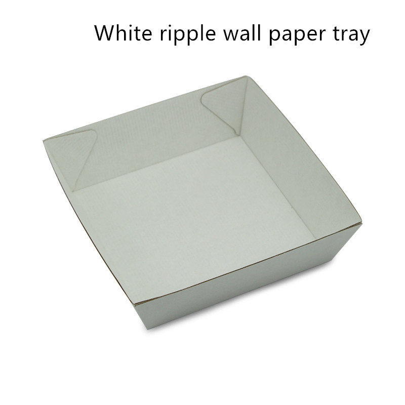 Rectangular White Paper Food Serving Tray Height 47mm