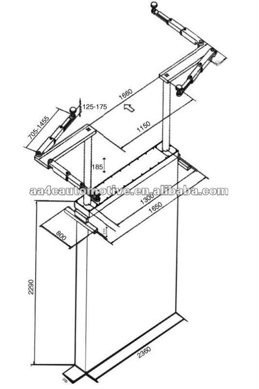 underground car lift , 2 post with 2 cylinders
