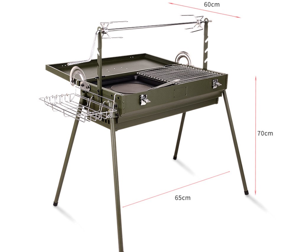 Chrome Plated Rotating Skewer Suitcase Grill Perfect for Camping and Outdoor Cooking