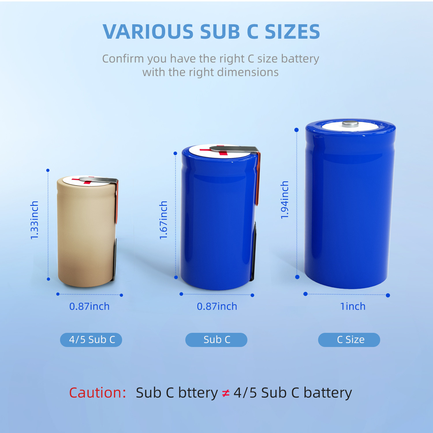 NiMH Rechargeable 22430 Battery 1.2V 3800mAh SC NiMH Battery Cell