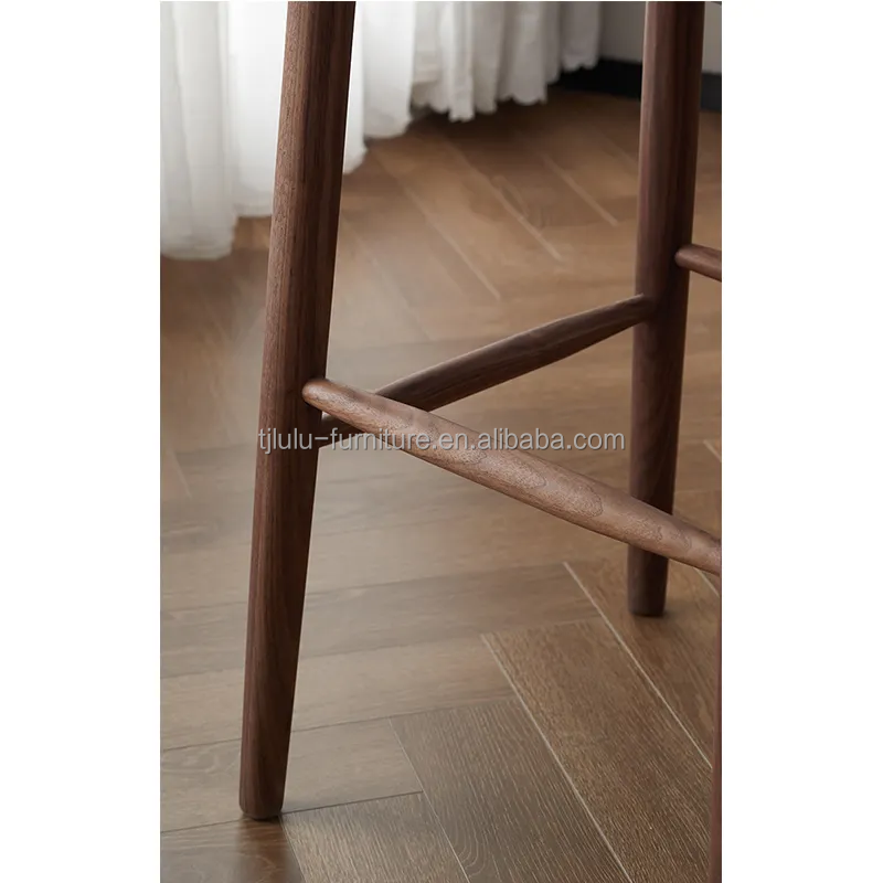 Popular Walnut Color Wooden Bar Stool for Solid Wood Dining Room Chair in Restaurant