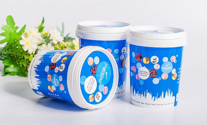 1L Custom Plastic Disposable Ice Cream Cups With Lid , Throw Away Food Storage Containers