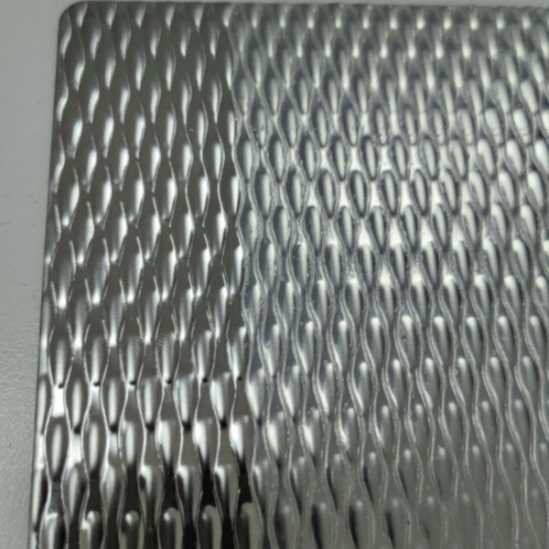 SUS304 4X8 FT Stamped Colored Rice Grain Shape Decorative Stamped Stainless Steel Sheet