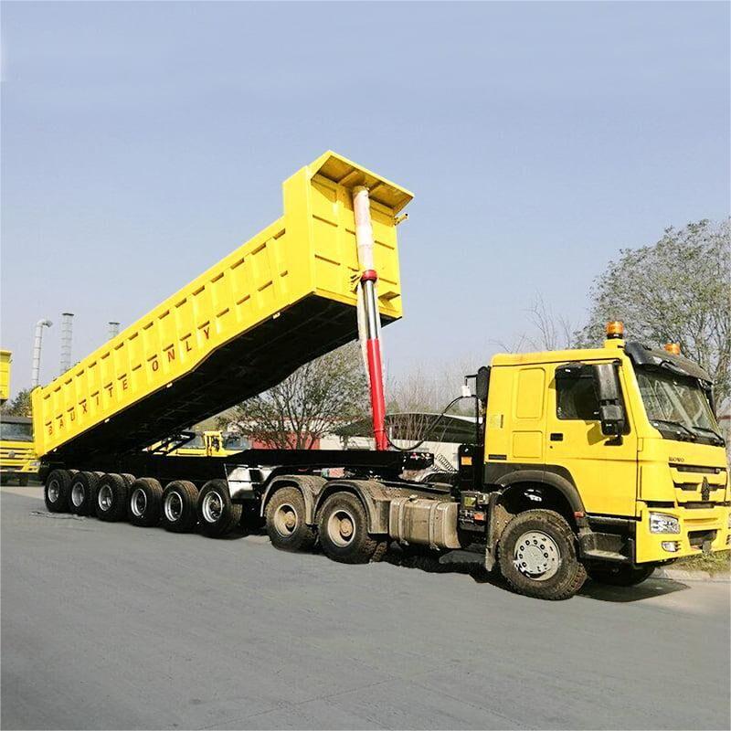CIMC 6 axle 30-70 ton transport coal ore building materials hyva holland brand hardox450 and equal box body tipping semi trailer