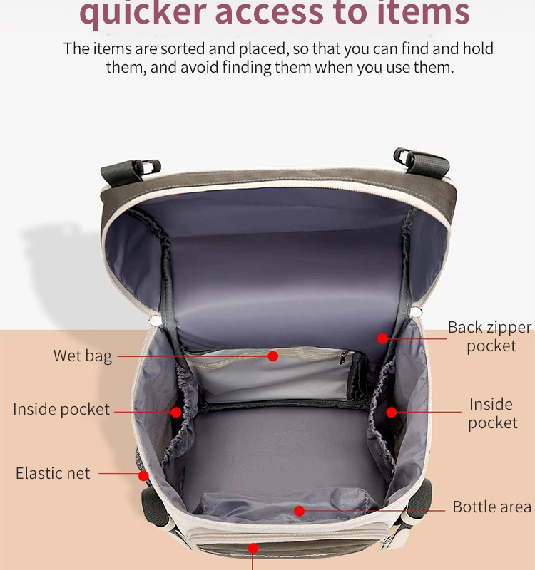ISO9001 Softback Multifunction Travel Diaper Bag Backpack Water Resistant