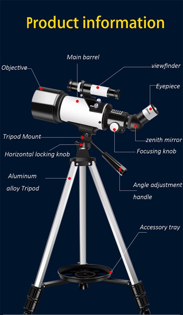 70mm Aperture Astronomical Beginner Refractor Telescope For Planets