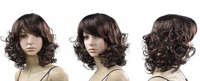 Kanekalon Fiber Synthetic Short Curly Wigs For For Black And White Women