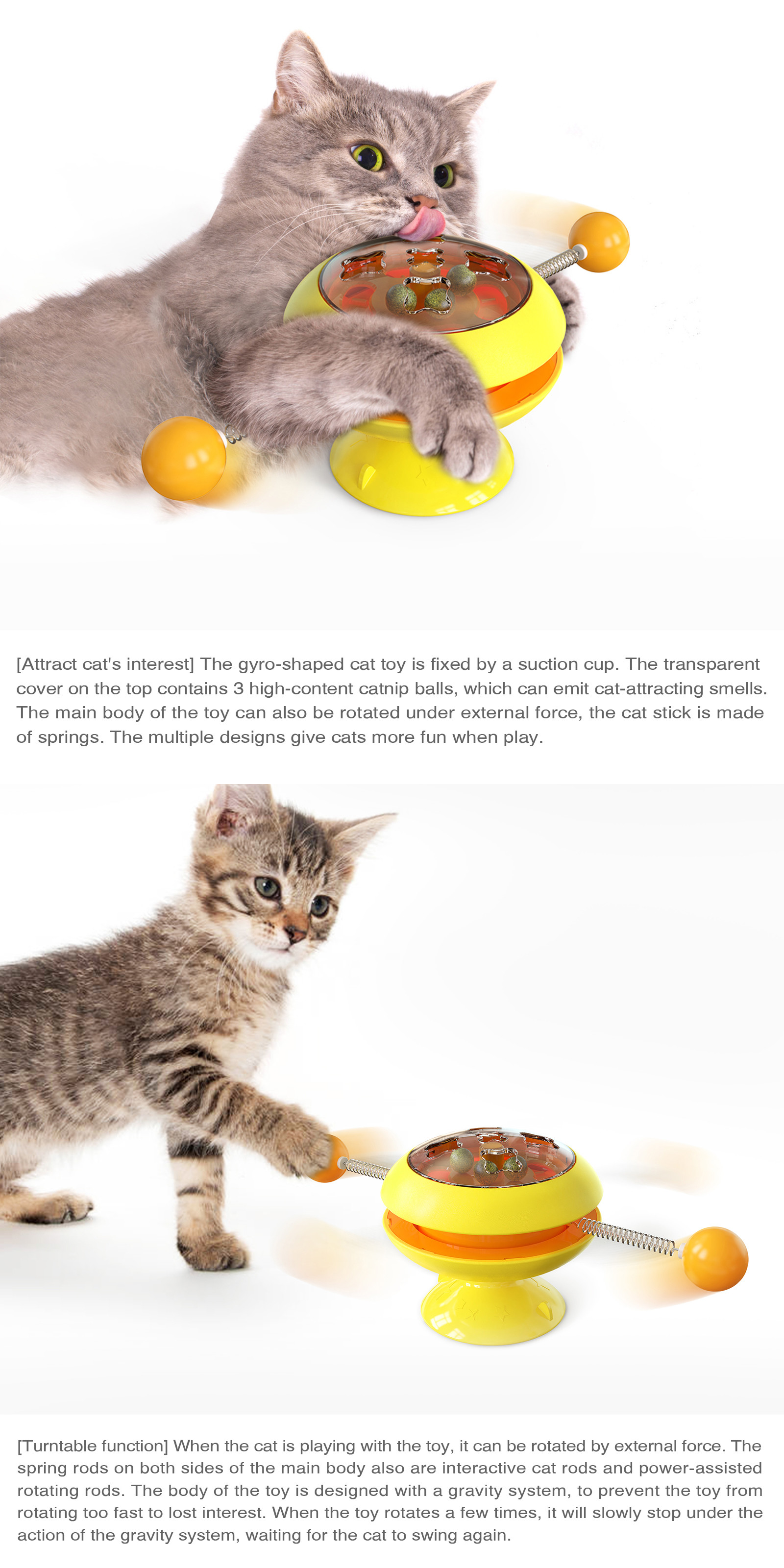Catnip Ball Gyro Interactive Pet Toys Rotating Windmill Cat Toy ABS Turntable Function