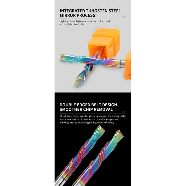 3/8 1/4 1/2 Inch Shank 2F Down Cut Spiral Router Bit for Wood 4mm 6mm Carbide Endmill Two Flute 2 Flute Down Cut End Mill