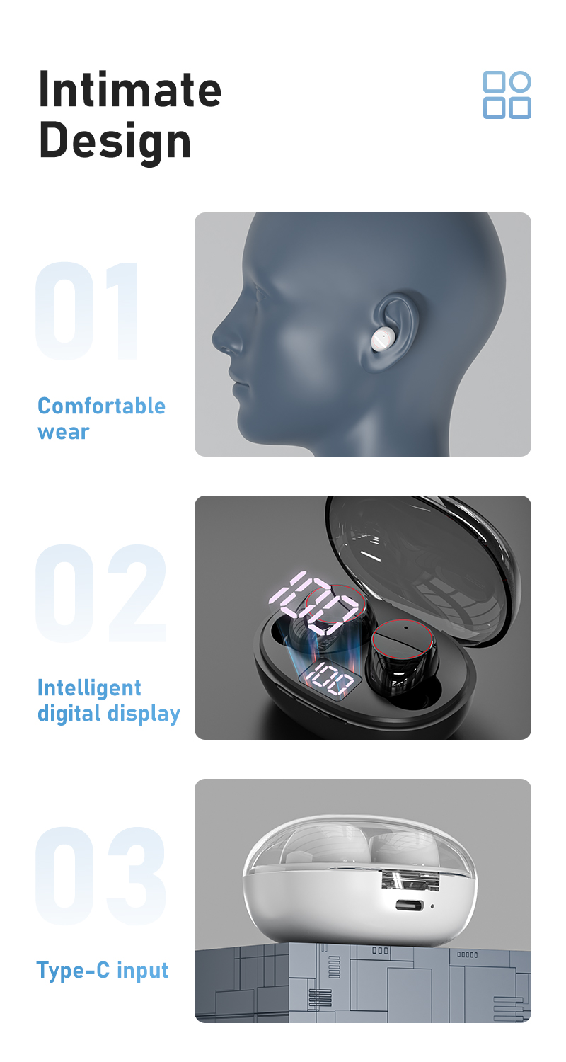 Wireless Earbuds TWS In-Ear Gaming Earphones Headphones Powered 200mAh Battery