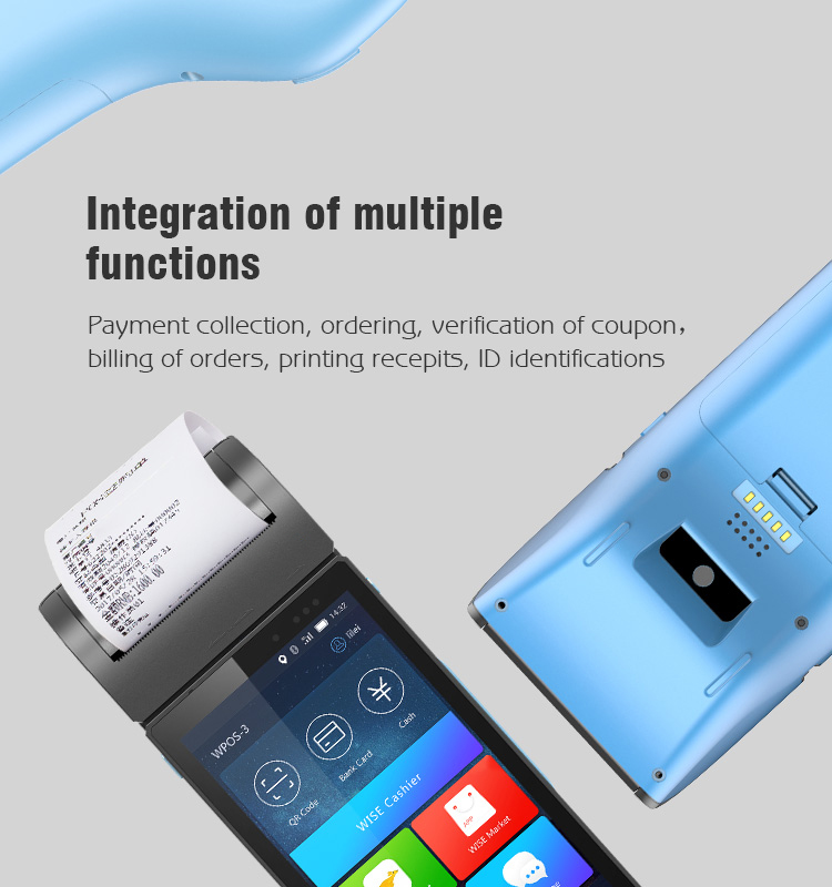 P3 WLAN2.4G Android EMV POS Terminal Portable PBOC All In One Capacitive Touch Screen 5G