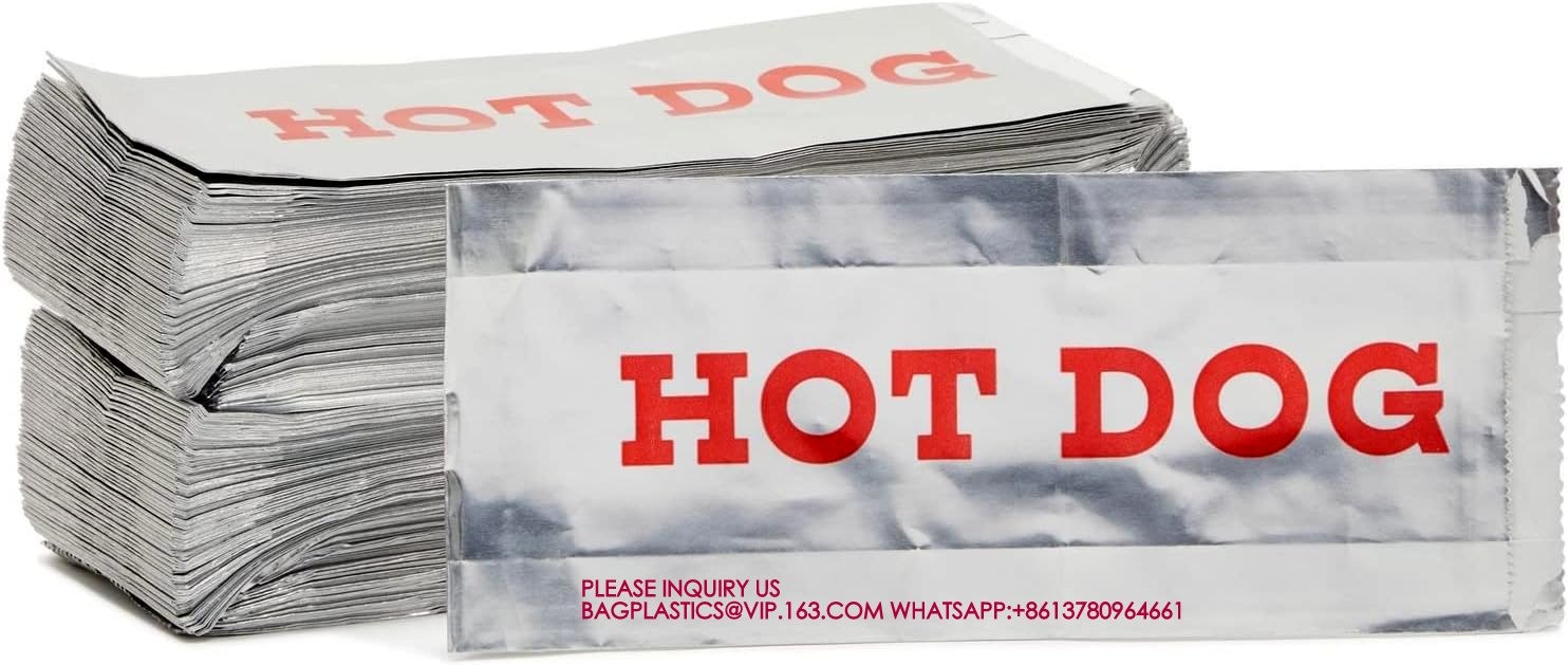 Foil Paper Hot Dog Holders Hamburger Wrapper Combination Pack, Grease Resistant Food Bag