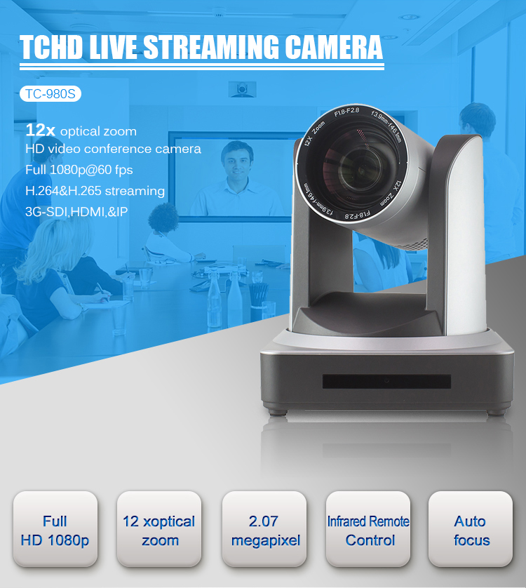 12x Zoom 1080P PTZ Video Camera for Video Conference System in Classroom Lecture Church