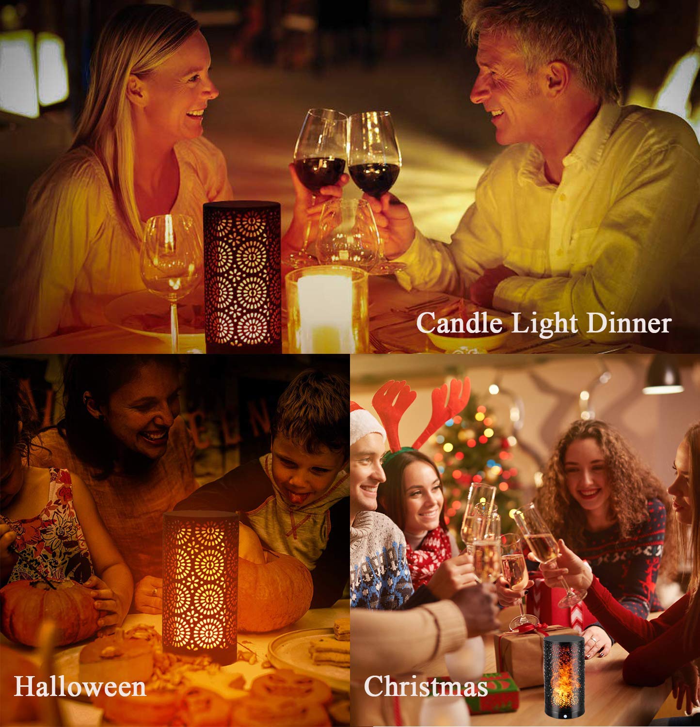 Outdoor 2Pcs 72mm×H140mm Led Flickering Flame Lantern USB Rechargeable