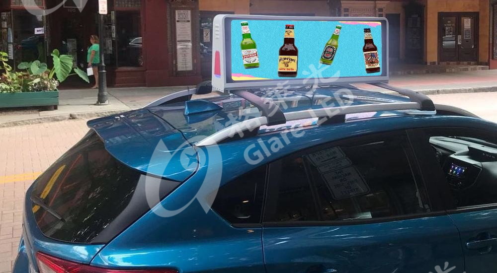 3 In 1 LED Type P5 On Car Top Advertising Taxi Roof LED Display 5000nits
