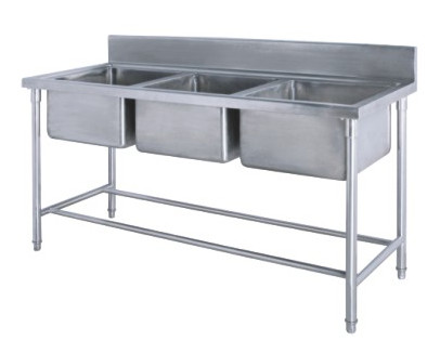 Commercial Kirchen Stainless Steel Inlet And Outlet Bench With Double Sink Bowl Assembling Sink Table