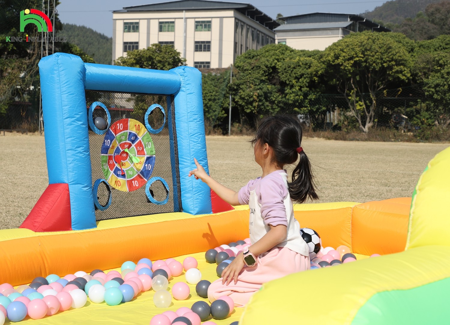 Inflatable Bouncer Combo Bounce House Double Lane Inflatable Water Slide With Water Pool Trampoline Shooting Net Basket Climbing