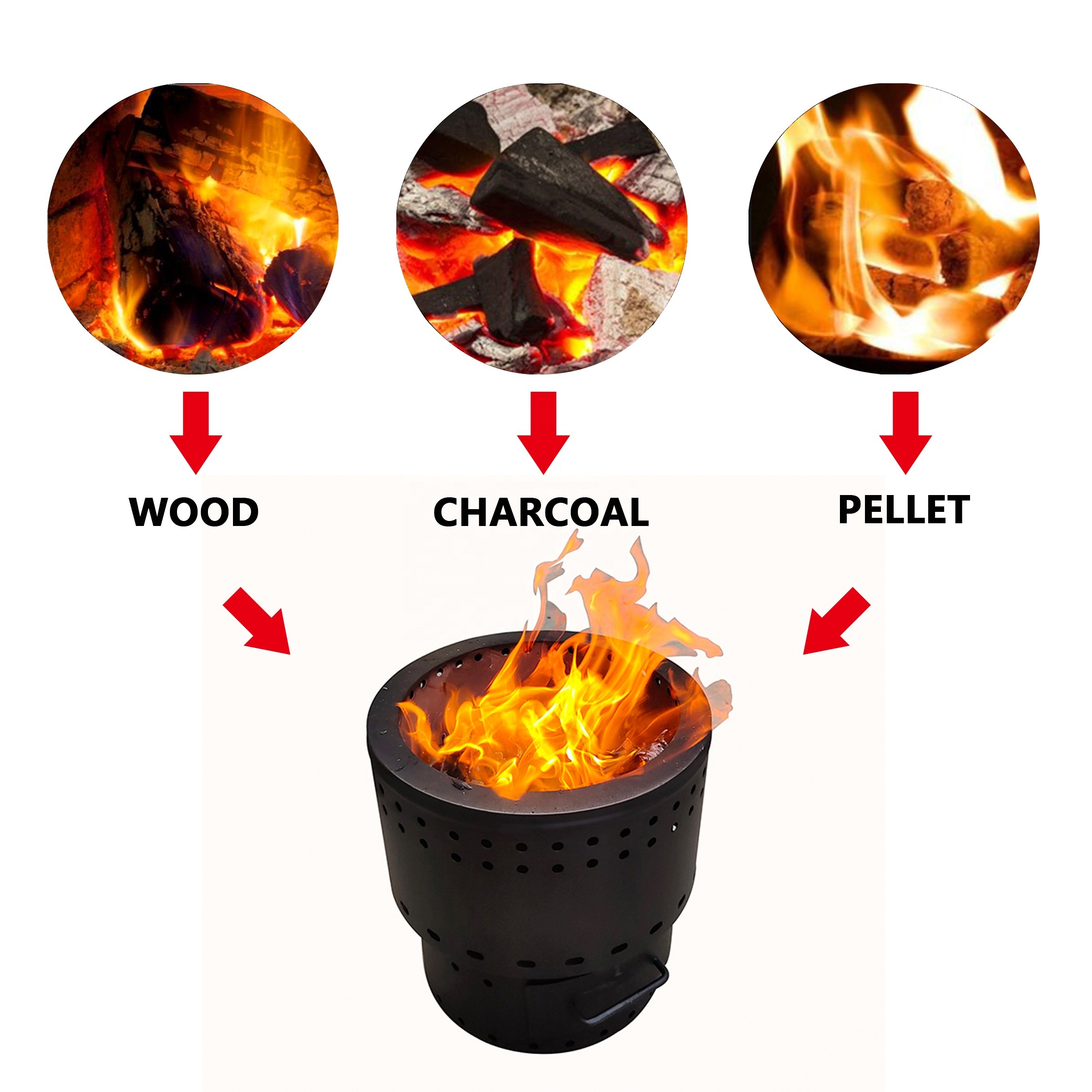 13.5 Inches Powder Coated Steel Fire Pit Smokeless Fire Pit Sliver Or Black