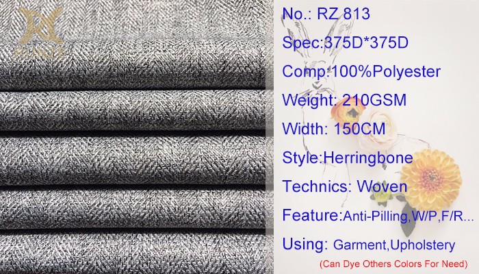 Stain Repellent Imitation Woolen Fabric for Winter Suits in 375D Polyester Cationic