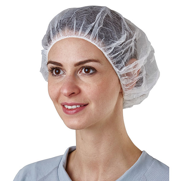 Disposable Bouffant Cap Soft PP Non woven material with sewn in elastic band for secure fit applicable for dust free environment
