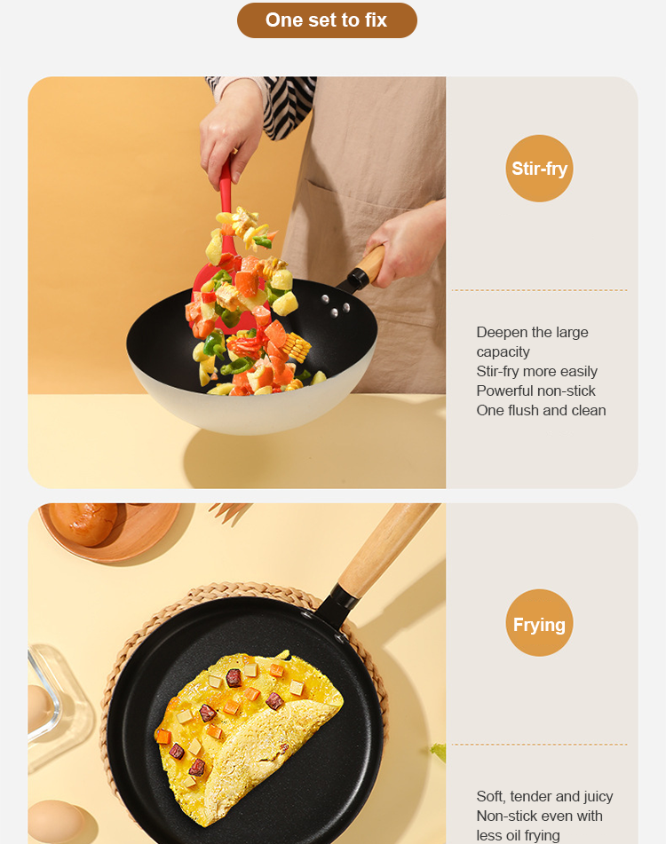 3 Pcs Nonstick Cookware Set Fine Iron Non Stick Cooking Pot Set With Glass Lid