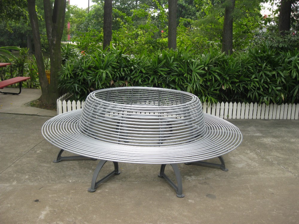 Metal Cast Iron Round Tree Benches Backless For Garden Street Campus