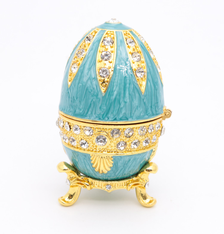 Russian Faberge Easter Egg Vintage Style Easter Egg Box Egg with Rich Enamel Sparkling Rhinestone Jewelry Trinket Box