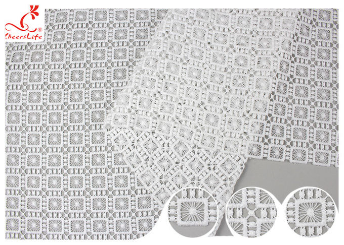 Poland Guipure Embroidered Floral Lace Fabric With Water Soluble Poly Milk Silk Azo Free