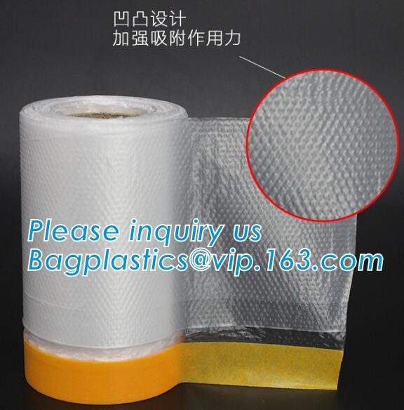 Pre-tapd paint masking film HDPE,Car paint repair masking film with tape, Hot sell masking film with adhesive tape, PAC