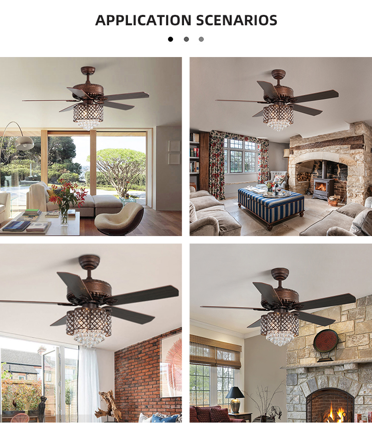52Inch Remote Control 120V Modern Crystal Ceiling Lamp In Dining Room