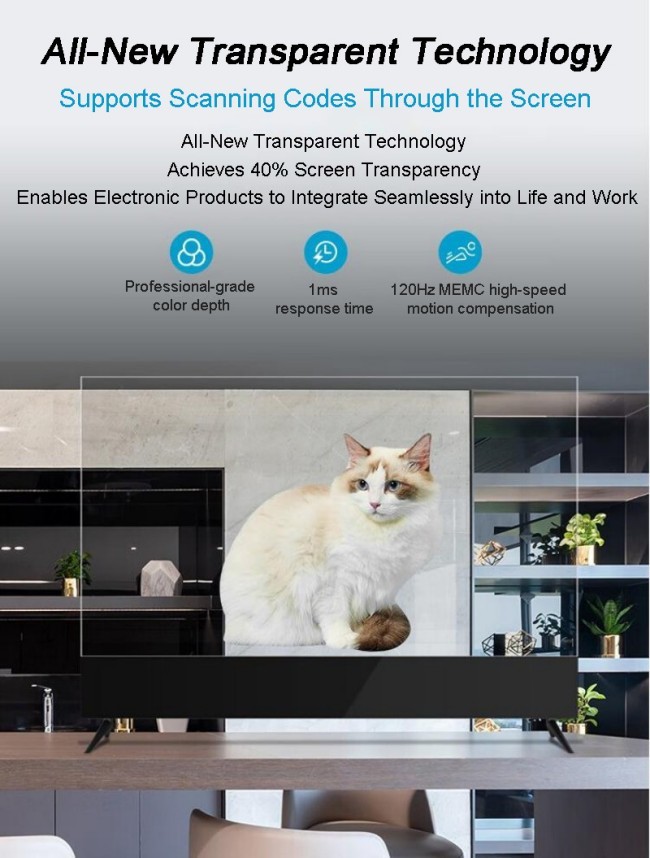 Transparent Digital Signage OLED Screen HD display Touch Ultra Thin Transparent OLED Display with 8 Array Mic