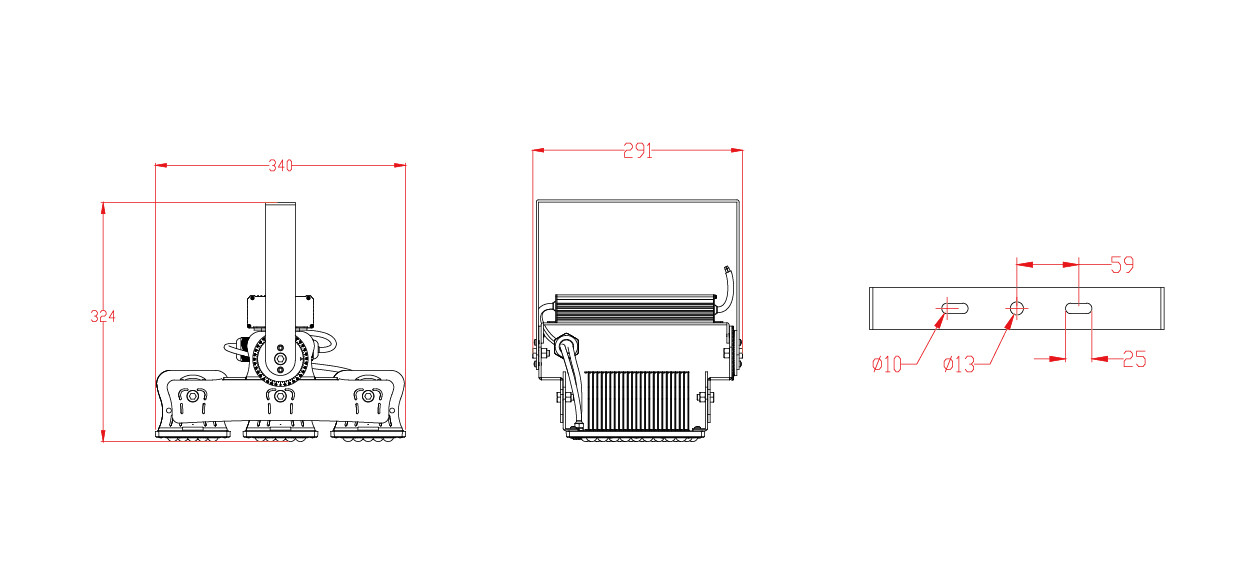 AC100-277V IP65 160LM/W 300W Aluminum LED Flood Lights 6500K