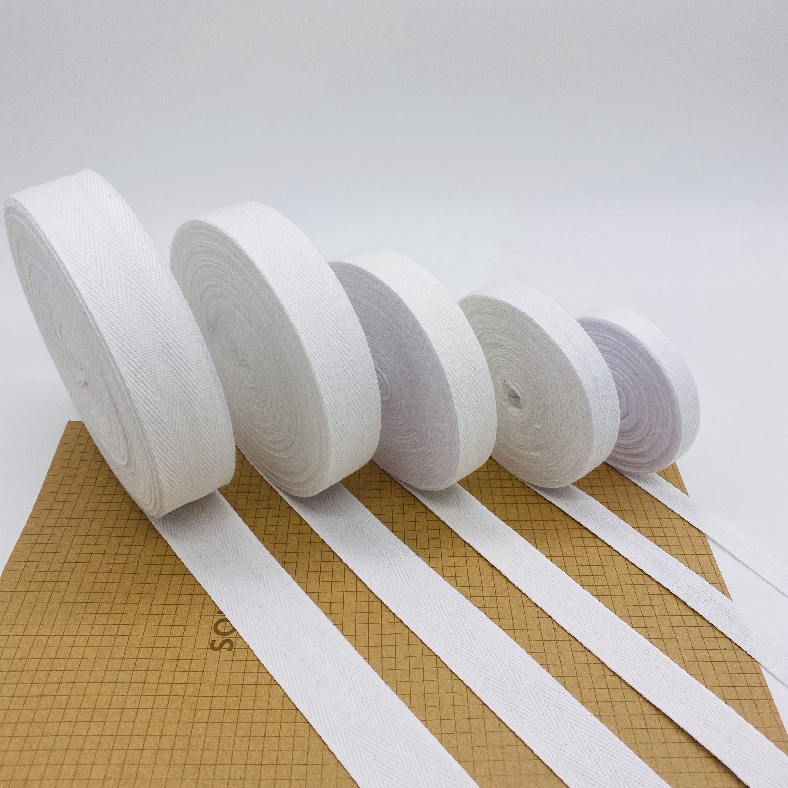 Custom width herringbone pattern thin cotton binding tape Cotton twill Webbing for clothing