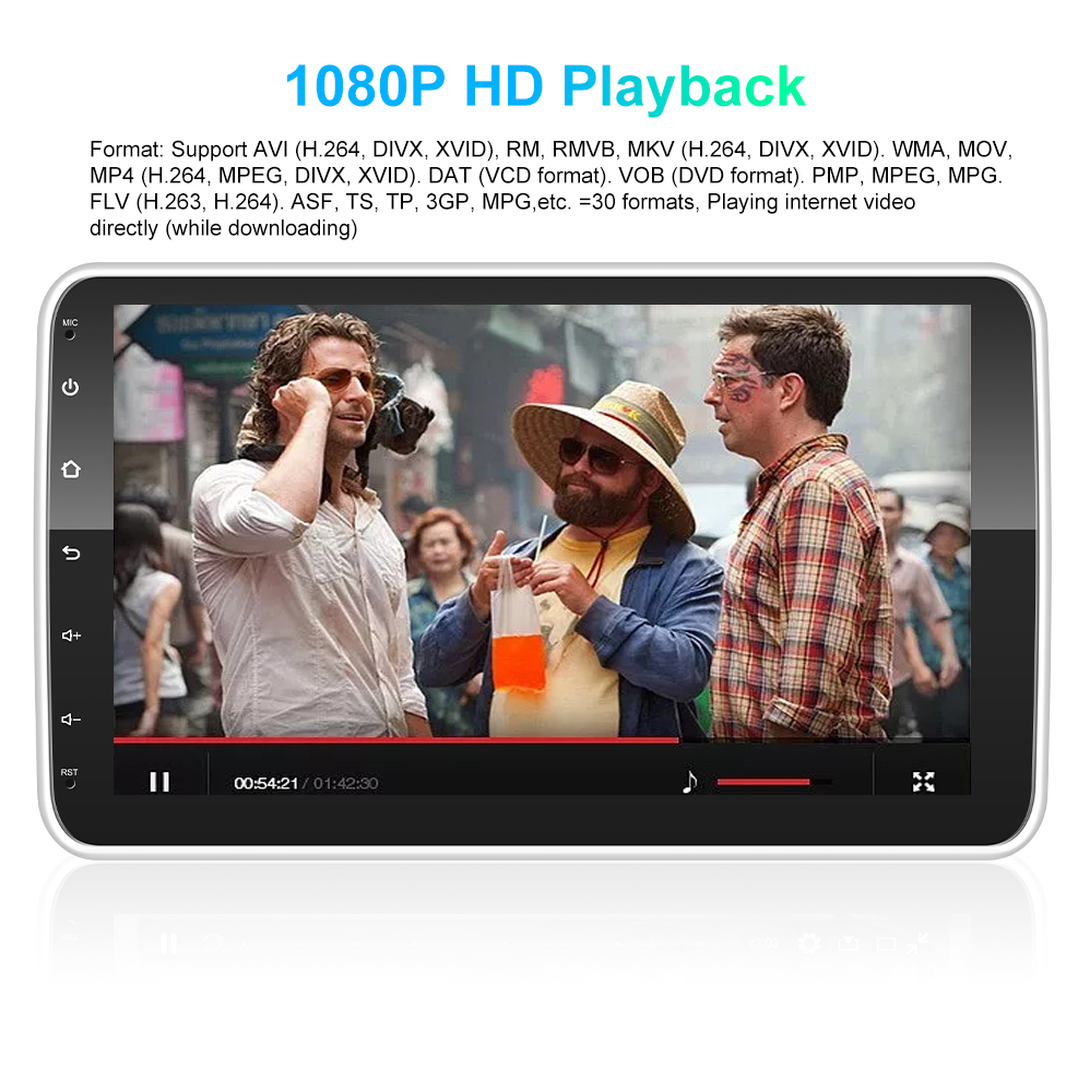 Universal 10.36' IPS Android Car Radio GPS Wifi 1 Din Touch Screen Carplay HD Camera