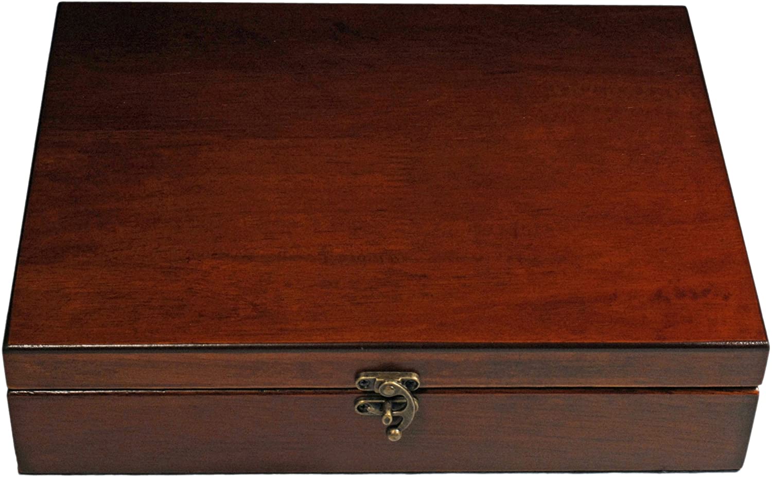 Wooden Treasure Box with Brass Latch (Redwood Finish)