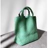 Buy cheap 28cm Handheld Womens Leather Bag Green Hand Woven Tote Bag from wholesalers