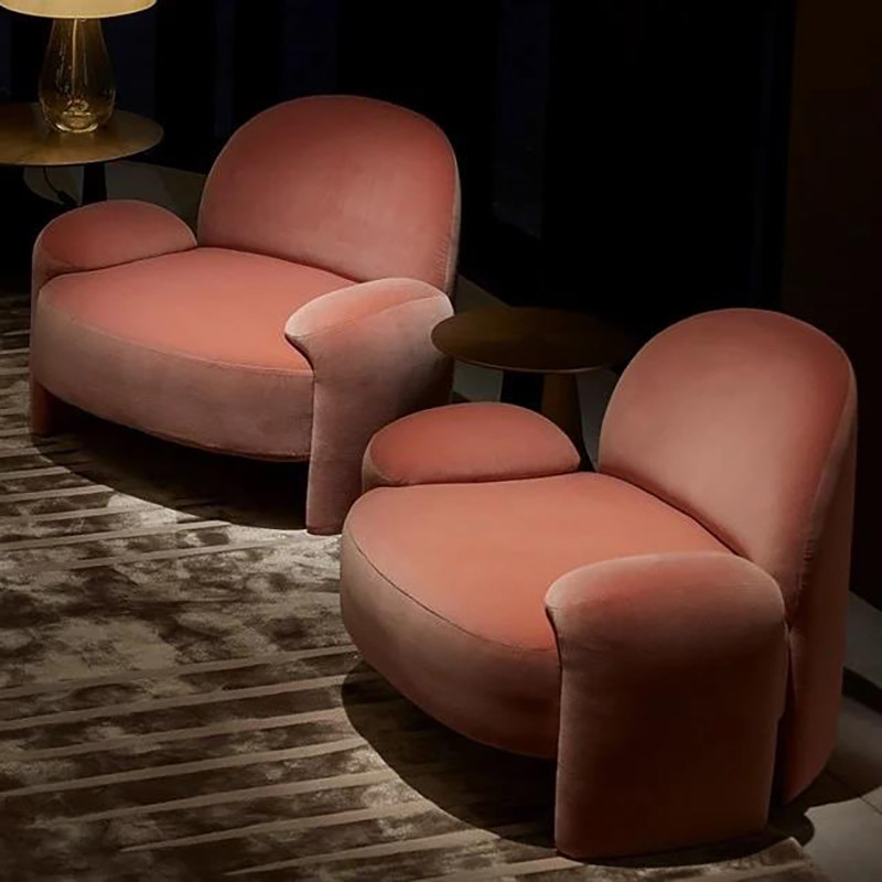 Nordic Minimalist Hotel Lobby Furniture Home Velvet Lazy Single Lounge Chair