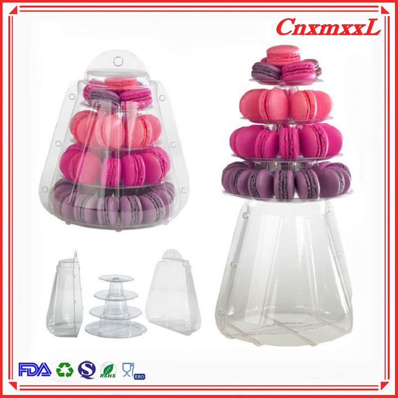 OEM Clamshell 4 Tier Macaron Tower Display Stand For Cake Decoration