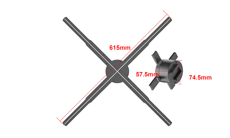 Splice Function 1800 Brightness LED Fan 3D Hologram Projector for Wall Display
