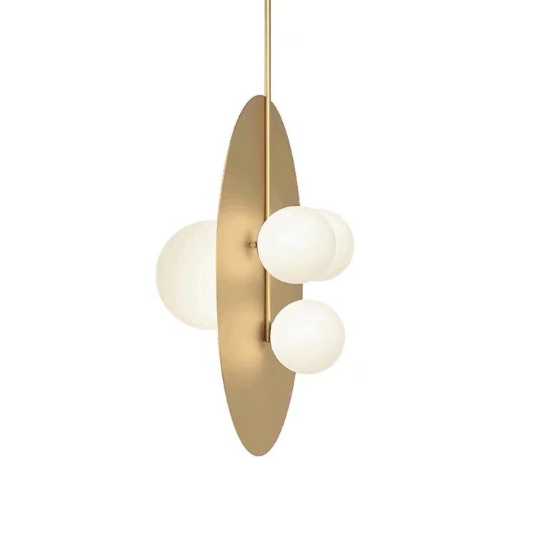 Nordic Minimalist Modern Glass Restaurant Small Chandelier Pendant Wrought Iron Lamp