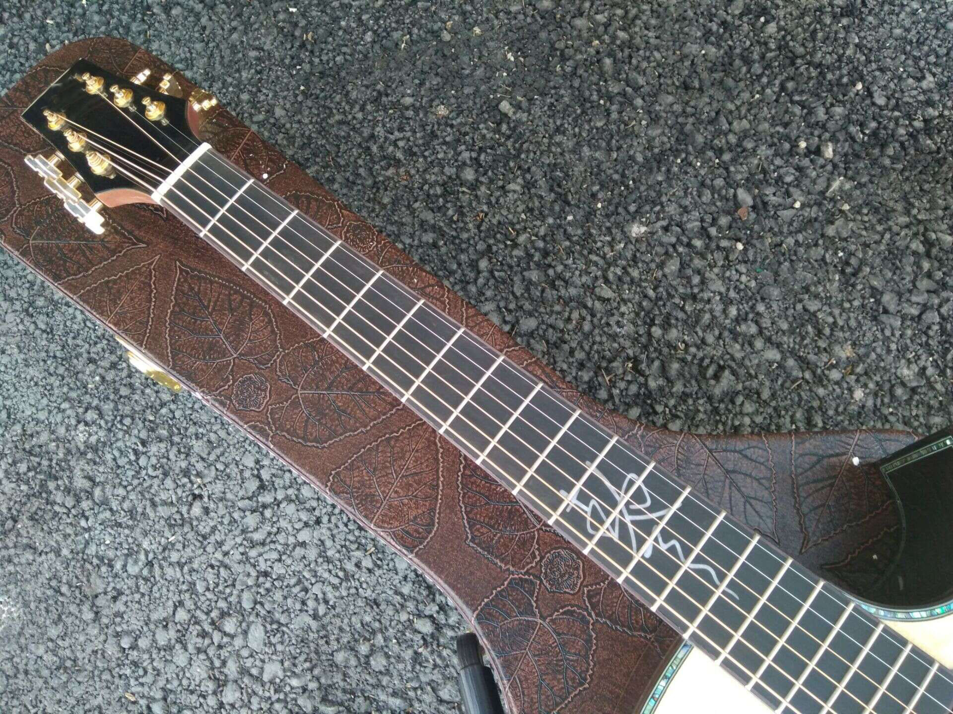Handmade all solid Auditorium folk Guitars Orchestra cut-away AAAA all solid single cut armrest acoustic electric