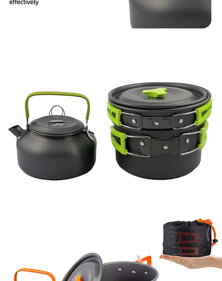 Best Selling Picnic Cookware Soup Pot Non-stick Camping Cookware Sets Aluminium Outdoor Cooking Pot Set With Storage Bag